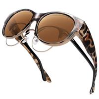 URUMQI Over Glasses Sunglasses Womens, Trendy Round Cat Eye Sun Shades Cover, Polarised UV400 Protection TAC Lens