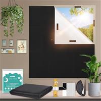 YUZAII Blackout Blind 300x145cm Stick On Black Out Blinds for Windows, No Drill Temporary with 20 Hook & Loop Tapes for Bedroom, Travel (star)