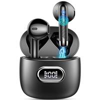 Wireless Earbuds, Bluetooth 5.4 Headphones in Ear with Deep Bass, 42H Bluetooth Earphones ENC Noise Cancelling Mic, 2025 New Ear Buds IP7 Waterproof, Mini Wireless Headphones LED Display, White