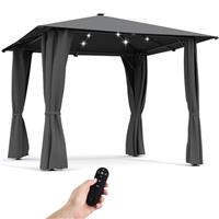 The Fellie 3M x 4M Aluminium Pergola with Retractable Roof, Outdoor Garden Gazebos Waterproof, Metal Pergola for Garden, Party, Patio, Dark Grey