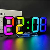 Seutgjie Led Clocks Digital, 3D Digital Desk Clock RGB 14 Colors Snooze 12/24H Date 3 Adjustable Brightness Night Mode Double Alarm with Remote Control Mains Powered