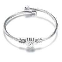 KENYG Delicate Silver Love Heart 26 Initial Letter Alphabet A-Z Cuff Bracelet Open Bangle Adjustable Jewellery Gift For Daughter Son Sisters Friends Mom Colleague Lover Birthday Christmas