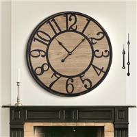 Mee 2ou Large Wall Clock for Living Room Decor, Non Ticking Silent, Battery Operated Modern Vintage Wood Wall Clock Oversized Decorative Wall Clock for Bedroom Kitchen Farmhouse Office Decor