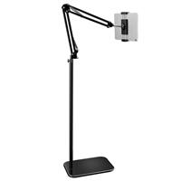 BluuSuuk Tablet Floor Stand with Adjustable Foldable Tablet Arm, Tablet Holder for iPad iPhone iPad Air Mini Kindle Samsung Tab or Other 4.7"-12.9" Cell Phone or Tablets (Black)
