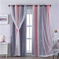 XiDi Blackout Curtains 2 Panels- Stars Cut Out Curtains for Bedroom Nursery Girls Kids Living Room