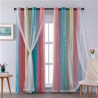 XiDi Blackout Curtains 2 Panels- Stars Cut Out Curtains for Bedroom Nursery Girls Kids Living Room