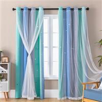 XiDi Blackout Curtains 2 Panels- Stars Cut Out Curtains for Bedroom Nursery Girls Kids Living Room