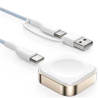 LVFAN Charger for Apple Watch, Portable Fast Charging USB C & USB A iWatch Charger Cable Nylon Braided Cord, Detachable Magnetic Wireless Charger for Apple Watch Series 10 9 8 7 6 5 4 3 SE Ultra 2