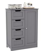 Bath Vida Bathroom Cabinet 4 Drawer Floor Storage Cupboard Wooden Storage Unit With 1 Door, Height Adjustable Shelf