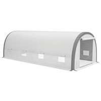 Outsunny Walk-in Polytunnel Greenhouse with Upgraded Structure, Zipped Roll Up Mesh Door, Mesh Windows, Tunnel Warm House Tent with PE Cover, Plant Labels and Gloves