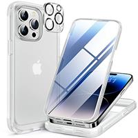 Miracase Magnetic Case for iPhone 14/15/16/16e Series Glass Case Compatible with MagSafe, Built-in Glass Screen Protector A002