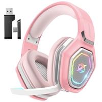 Ozeino Wireless Gaming Headset with Microphone, 2.4G & Type C Transmitter - 40h Battery Life - RGB Lighting Gaming Headphones for Ps5, Ps4, PC, Phone