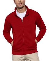 Hoefirm Men's Cardigan Full Zip Up Jumpers Jacket Sweatshirt Polo Long Sleeve Top Stand Collar Casual Lightweight with Pockets