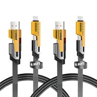 nusnalo 2Pack Multi USB Charger Cable, 4 in 1 Multiple Fast Charging Cable 6.56FT/2M with USB A/USB C to USB C/IP, Data Transfer, Compatible with Phone/Android/Pad/More