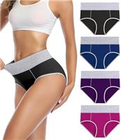 wirarpa Underwear Women High Waist Cotton Knickers Ladies Panties Full Coverage Briefs Underpants Plus Size Multipack