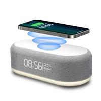 VNBBT 4 in 1 Alarm Clock Digital with wireless charging, 15W Wireless Fast Charger Station for IPhone/Samsung/Pixel,LED Display with Temperature,3 Dimmable Night Light and USB Charger