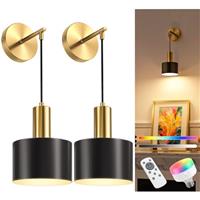 NIORSUN Battery Operated Wall Sconces, Battery Operated Wall Lights Indoor with 5200mAh Dimmable Detachable Bulbs and Remote, 9 Colors Sconces Wall Decor for Bedroom Living Room