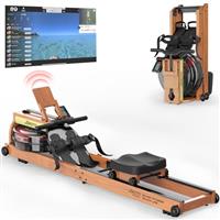 JOROTO Wood Rowing Machine for Home Gym,Oak Wood Foldable Rower Machine with Bluetooth, Adjustable Tablet Holder - 330LS Weight Capacity