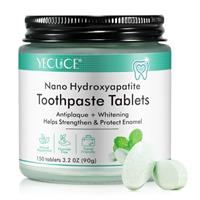 Nano Hydroxyapatite Toothpaste Tablets 150 Tabs - Natural Whitening Fluoride Free & Eco Friendly Travel Mouthwash Tablets Chewable Toothpaste - Peppermint
