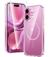 FNTCASE for iPhone 16 Case: Clear Magnetic Military Grade Drop Protection Anti Yellowing Slim Case - Rugged Shockproof Protective Transparent Cell Phone Cover