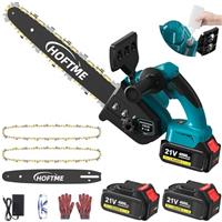 HOFTME Mini Chainsaw 12 Inch, Cordless Electric Chainsaw with 2 X 4.0 Battery Auto-Oil System One-Handed Chain Saw Pruning for Wood Cutting Garden Logging Trimming Branch