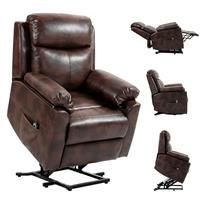 HOMCOM Power Lift Recliner Chair, Electric Lift Chair for Elderly, Overstuffed Riser and Reclining Armchair with Remote Control, Side Pockets, for Living Room
