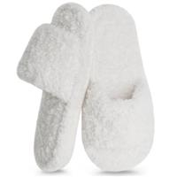 HYSENM Women's Open Plush Cotton Slippers, Memory Foam Slipp