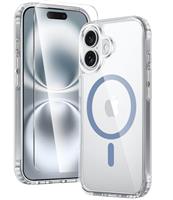 FNTCASE for iPhone 16 Case: Clear Magnetic Military Grade Drop Protection Anti Yellowing Slim Case - Rugged Shockproof Protective Transparent Cell Phone Cover