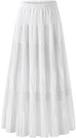 comefohome Maxi Skirts for Women UK Pleated Long Flowy Chiffon Elasticated Waist Tiered A Line Ladies Summer Skirt
