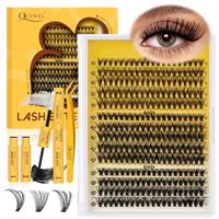 QUEWEL DIY Lash Extension Kit Fluffy Cluster Lashes Kit Mixed Individual Eyelash Clusters Easy to Apply DIY at Home