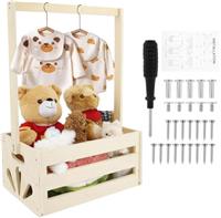 Wooden Baby Shower Wardrobe with Handle, Baby Storage Crate Wood Baby Clothes Rack Baby Shower Hamper Storage Basket Newborn Essentials for New Parents