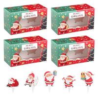 Fippy 50PCS Christmas Cupcake Boxes 2 Hole with Window, Chri