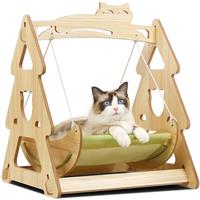 Hibtn Wood Cat Swing Chair - Breathable Pet Hammock Bed for Cats & Small Dogs