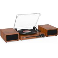 Udreamer Record Player with 2 Dual Stereo Speakers, Vintage Turntable Bluetooth 5.3 Supports 3 Speed, AUX-in, RCA Line, USB, Wireless Playback Parent
