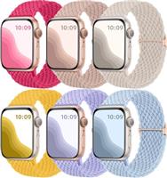 Maledan 6 Pack Braided Solo Loop Compatible with Apple Watch Straps 38mm 40mm 41mm 42mm 44mm 45mm 46mm 49mm Women Men, Nylon Stretchy Elastic Sport Band for iWatch SE Series 10 9 8 7 6 5 4 3 2 1 Ultra