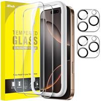 JETech Screen Protector for iPhone with Camera Lens Protector, Easy-Installation Tool, Tempered Glass Film, 2-Pack Each