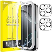 JETech Screen Protector for iPhone with Camera Lens Protector, Easy-Installation Tool, Tempered Glass Film, 2-Pack Each