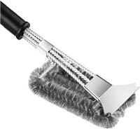 SHATCHI BBQ Wire Brush Stainless Steel Scraper, Bristles 18inch Strong Long Handle for Cleaning Charcoal,Gas, Electric Grill Barbecue Cleaner Tools Accessories, Black, 18''