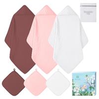 Baby Bath Towels, Baby Towel with Hood for Newborn, 100% Muslin Cotton Hooded Baby Towels for Infant, Toddler and Kids, Soft and Absorbent, Large 70x70 CM, 3 Pack