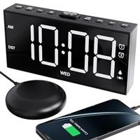ROCAM Extra Loud Alarm Clock with Vibrating Shaker Bed for Heavy Sleepers, Dual Digital Alarm Clock for Bedrooms, 7" Large Display,Snooze, Dimmable and Battery Backup
