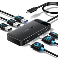 Lemorele USB C Docking Station Dual Monitor, Laptop Docking Station