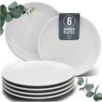 24-Piece Dinnerware Set - Bowl and Plate Set - Stoneware Dining Set for 6 People - Dishwasher and Microwave Safe - Grooved Dining Service in Petrol
