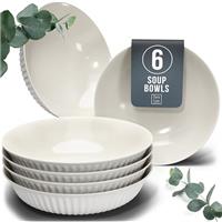 24-Piece Dinnerware Set - Bowl and Plate Set - Stoneware Dining Set for 6 People - Dishwasher and Microwave Safe - Grooved Dining Service in Petrol