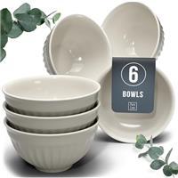 24-Piece Dinnerware Set - Bowl and Plate Set - Stoneware Dining Set for 6 People - Dishwasher and Microwave Safe - Grooved Dining Service in Petrol