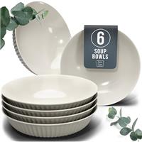 24-Piece Dinnerware Set - Bowl and Plate Set - Stoneware Dining Set for 6 People - Dishwasher and Microwave Safe - Grooved Dining Service in Petrol