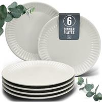24-Piece Dinnerware Set - Bowl and Plate Set - Stoneware Dining Set for 6 People - Dishwasher and Microwave Safe - Grooved Dining Service in Petrol