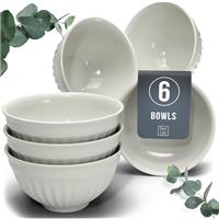 24-Piece Dinnerware Set - Bowl and Plate Set - Stoneware Dining Set for 6 People - Dishwasher and Microwave Safe - Grooved Dining Service in Petrol