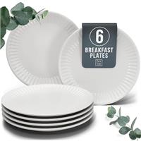 24-Piece Dinnerware Set - Bowl and Plate Set - Stoneware Dining Set for 6 People - Dishwasher and Microwave Safe - Grooved Dining Service in Petrol