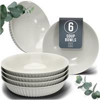 24-Piece Dinnerware Set - Bowl and Plate Set - Stoneware Dining Set for 6 People - Dishwasher and Microwave Safe - Grooved Dining Service in Petrol