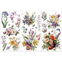 OLYCRAFT 3pcs/Set Bouquet Rub on Transfers for Furniture and